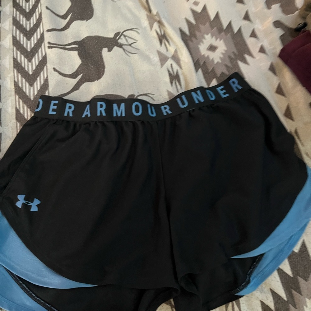 Under Armour Black and Blue Athletic Shorts Performance Design